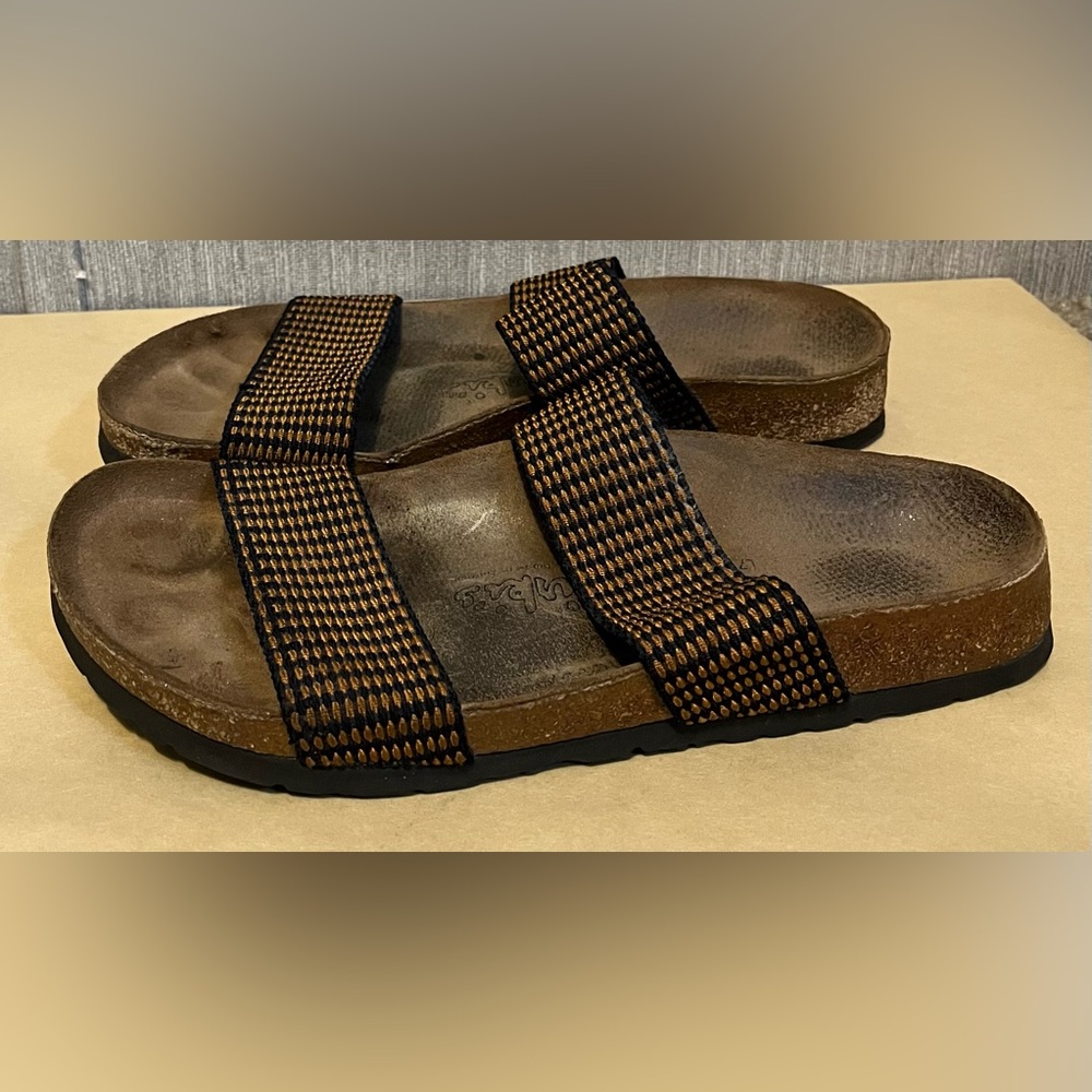 Birkenstock Birki’s Curaçao Midnight & Chestnut Stretch Slip-On Sandals size 38 - Picture 2 of 12
